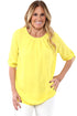 Sexy Yellow Ruched Detail Pin up Sleeve Front Blouse